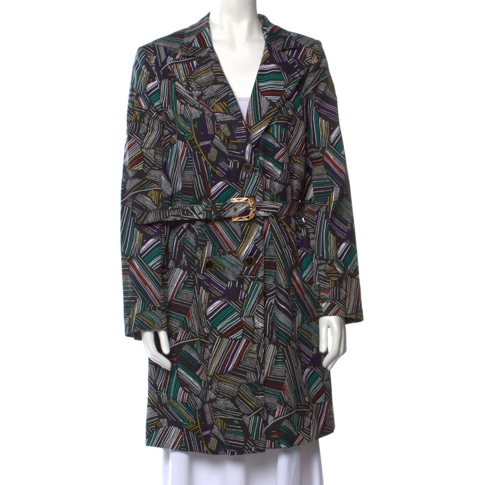 DURO OLOWU multi color double breasted coat size m black artsy